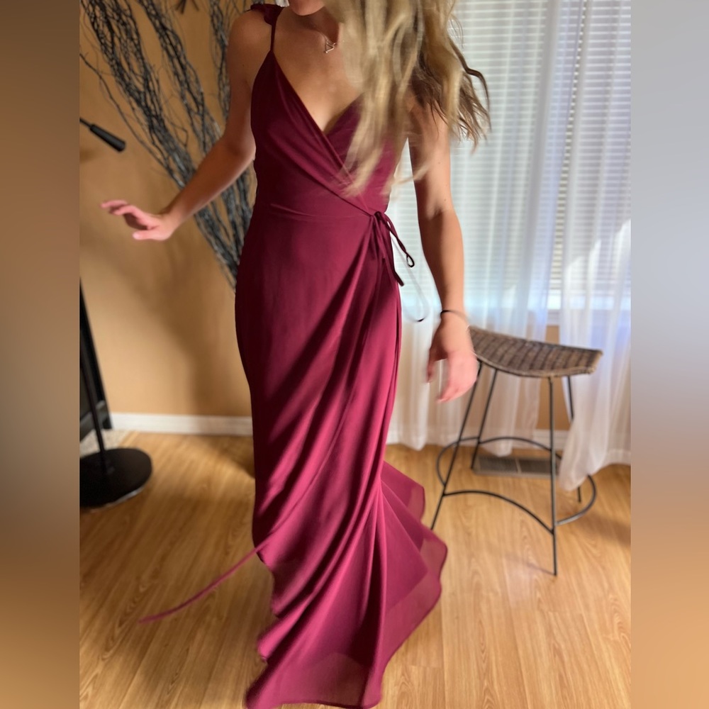Lulus Burgundy High Low Wrap Dress